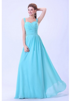 2013 Aqua Blue Prom Dress Chiffon with Straps and Ruch