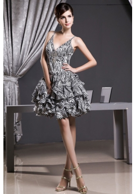 Zebra Prom Dress With Straps A-line Mini-length