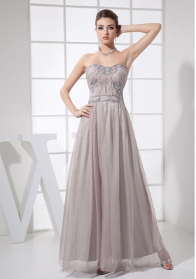 Sweetheart Ankle-length Grey Prom Dress with Beading