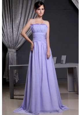 Straps Lilac Custom Made Prom Dress Chiffon