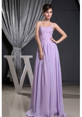 Lilac Sweetheart Floor-length Prom Dress with Beading