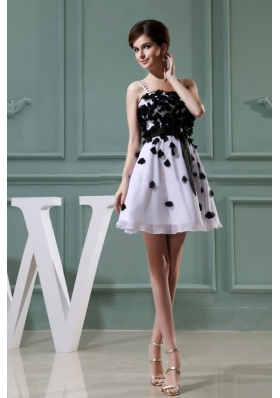 White Mini-length Prom Dress with Straps Appliques