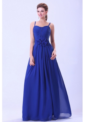 Royal Blue Prom Dress Spaghetti Straps Hand Made