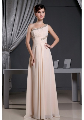 Asym One Shoulder Baby Pink Beading Prom Dress