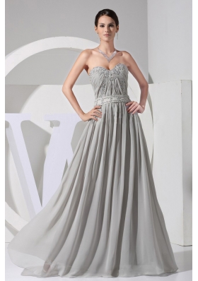 Appliques Beading Grey Floor-length Prom Dress