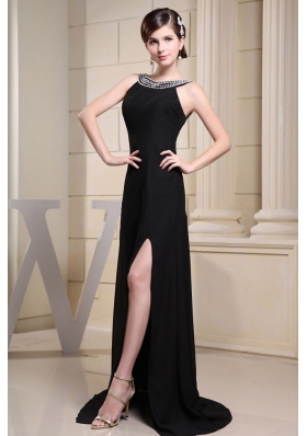 Betaau High Slit Prom Dress A-line Brush Beading