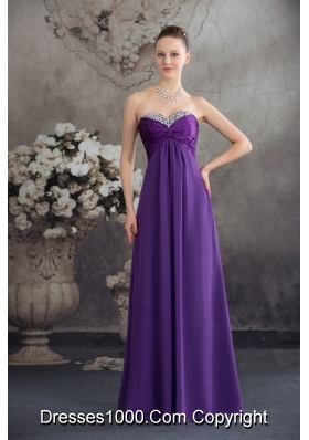 Beading Empire long Purple 2013 Prom Dress with  Sweetheart