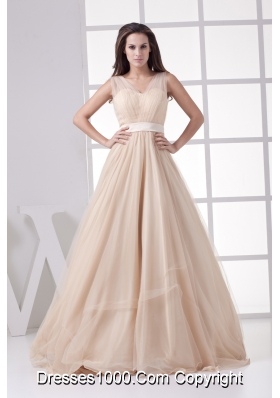 Romantic Princess V-neck Long Prom Dress For 2013