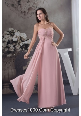 Simple Beading Sweetheart Pink Long Column 2013 Prom Dress