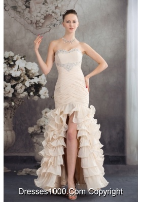 Beading Mermaid Sweetheart Ankle-length 2013 Champagne Prom Dress