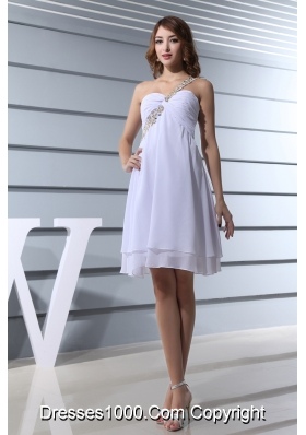 Beading One Shoulder Knee-length Prom Dress