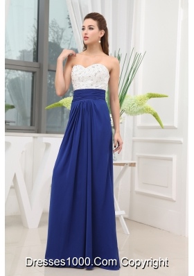 Beading Sweetheart Long Blue Prom Dress