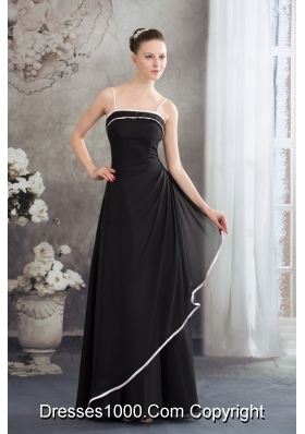 Simple Spaghetti Straps Black Long Prom Dress