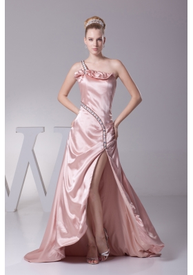 Beading One Shoulder High Slit Prom Dress