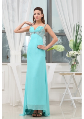 Beading Ruching Straps Long Prom Dress