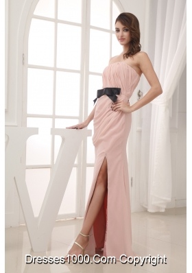 Pink Empire Belt and Ruching Strapless long 2013 Prom Dress