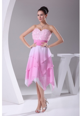 Asymmetrical Hemline Sweetheart Rose Pink Prom Dress for Ladies