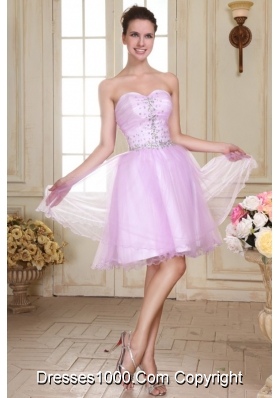 Rhinestone Sweetheart Organza Lavender Prom Gown Dresses