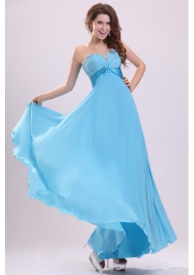 Zipper Up Sweetheart Beading Baby Blue Dresses for JS Prom