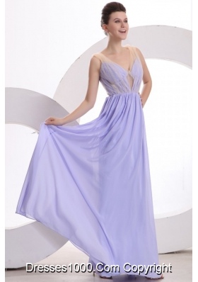 Vintage V-neck A-line Full Length Chiffon Prom Celebrity Dresses