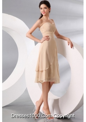 Champagne Knee-length Chiffon Prom Formal Party with Ruche