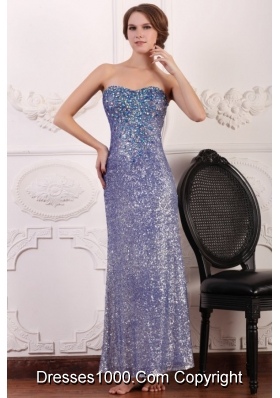 Lavender Sequins Column Ankle-length Sweetheart Dresses for Prom