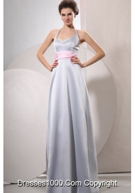 Wonderful Silver Empire Halter Top Evening Dress For Women