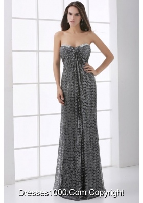 Stunning Silver and Black Empire Sequins Prom Evening Dress