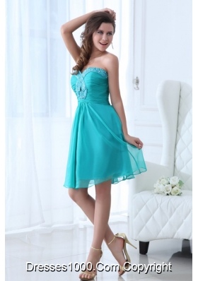 Aqua Blue Sweetheart Short Party Dress with Beading Bust