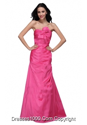 Column Sweetheart Hot Pink Ruching Full-length Dress for Prom Queen