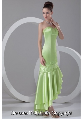 Spring Green Sweetheart Asymmetrical Prom Dance Dress