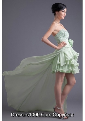 Light Green Sweetheart High-low Beading Chiffon Prom Dress