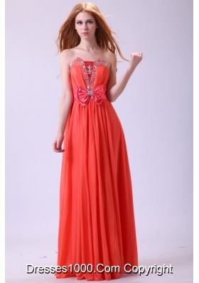 Watermelon Strapless Empire Chiffon Beading Long Prom Dress