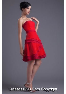 2014 Cute Mini-length Cocktail Dress in Red with Strapless Neck