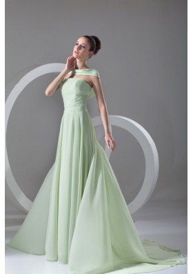 Flowy Chiffon Strapless Zipper Mint Green Plus Size Prom Dress