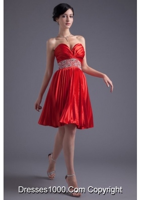 Sweetheart Princess Graduation Dress in Red with Beading and Pleats