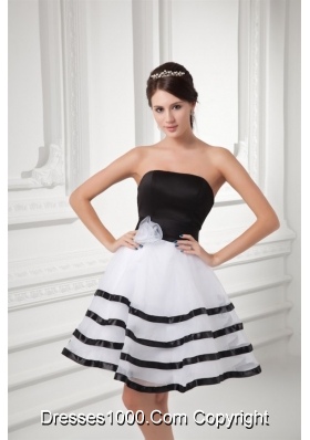 Mini-length Evening Dresses in White and Black Bow