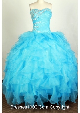 Beautiful Ball Gown Sweetheart Floor-length Aqua Quinceanera Dress