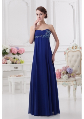 Sweetheart Dark Blue Appliques Floor-length Prom Dress