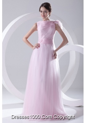 A-line Bateau Sashes Sleeveless Ruching Prom Dress