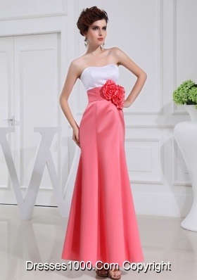 A-line Prom Dress with Hand Made Flowers Swaetheart Taffeta Watermelon