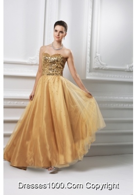 A-line Sweetheart Beading Organza Floor-length Prom Dress