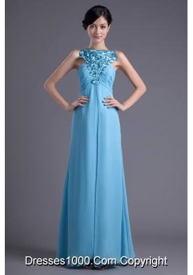 Empire Halter Top Floor-length Beading Aqua blue Prom Dress