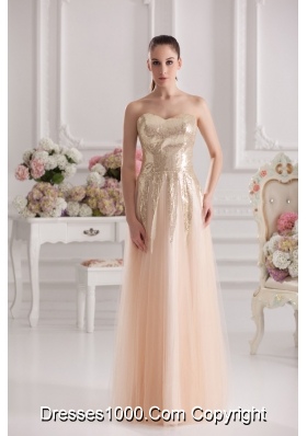 Column Sweetheart Serquins Champagne Floor-length Prom Dress