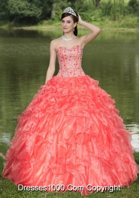 Lovely Sweetheart Beading and Ruffles Quinceanera Dresses with Organza