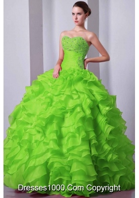 Popular Princess Sweetheart Beading and Ruffles Quinceanea Dresses