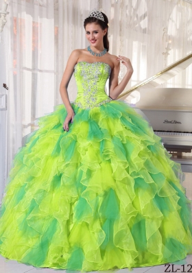 Luxurious Strapless Ruffles and Appliques Quinceanera Dresses for 2014