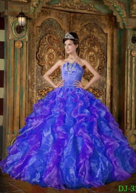 Elegant Ball Gown Strapless Ruffles 2014 Quinceanera Dresses with Beading