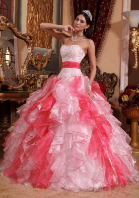 2014 Multi-colored Puffy Sweetheart Beading and Ruching Quinceanera Dresses