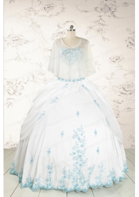 Appliques Pretty Quinceanera Dresses in White for 2015